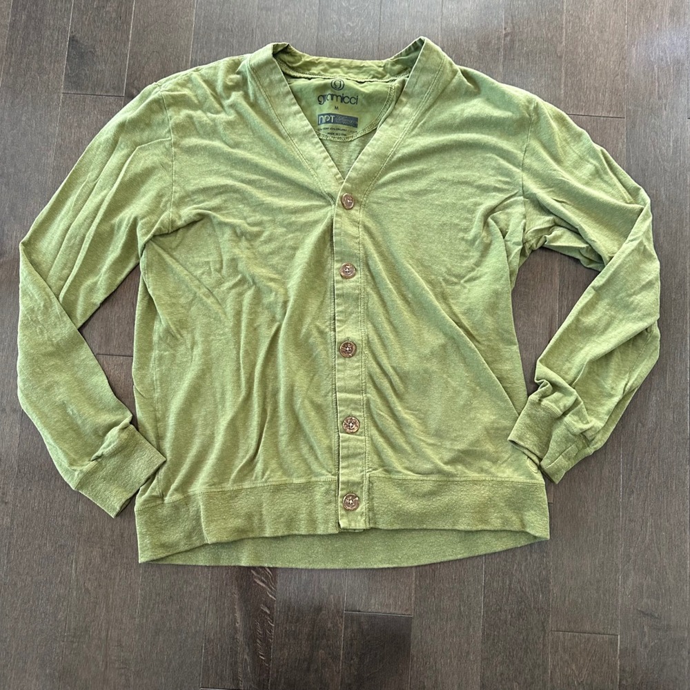Gramicciโ Womens Longsleeve Cardigan Hemp Organic Lagenlook Minimalist Green M